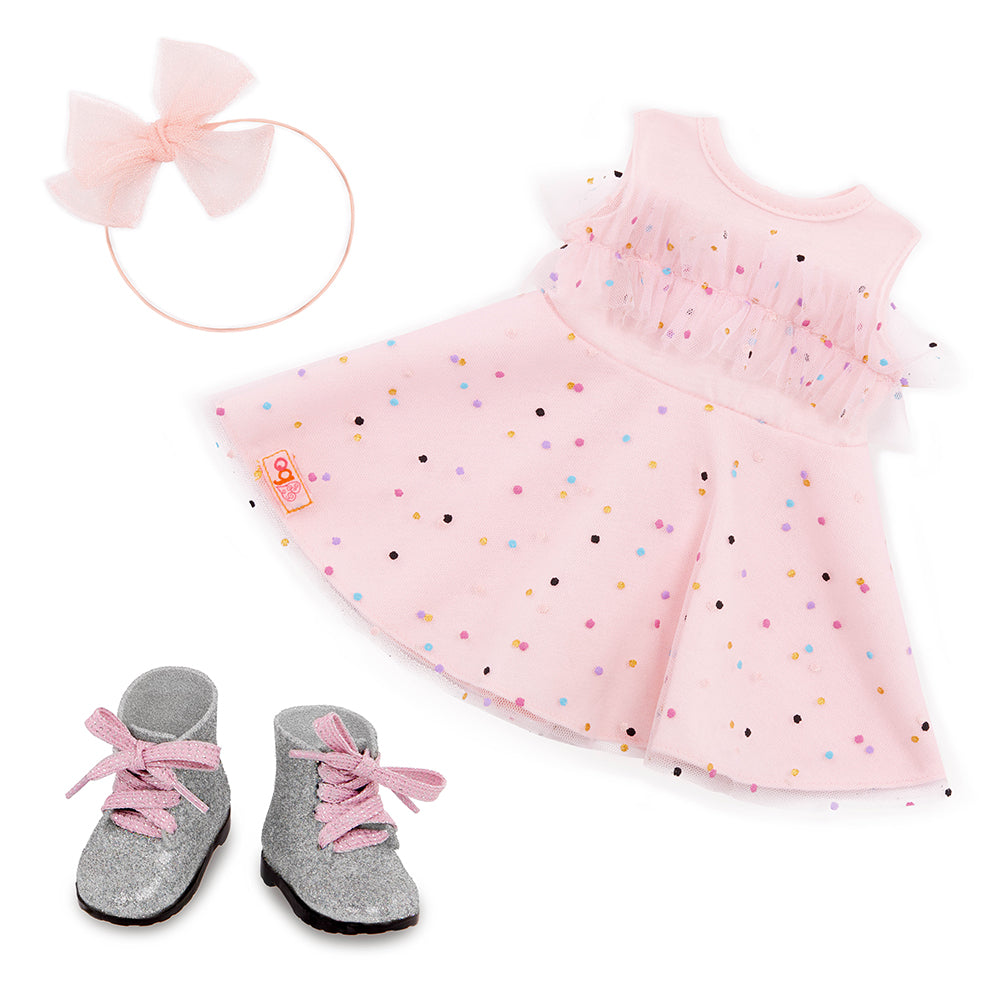 Our Generation Doll Outfit -Pink & Colorful Dress For 18" Doll