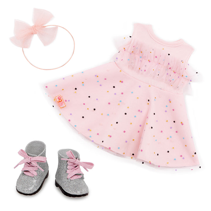 Our Generation Doll Outfit -Pink & Colorful Dress For 18" Doll