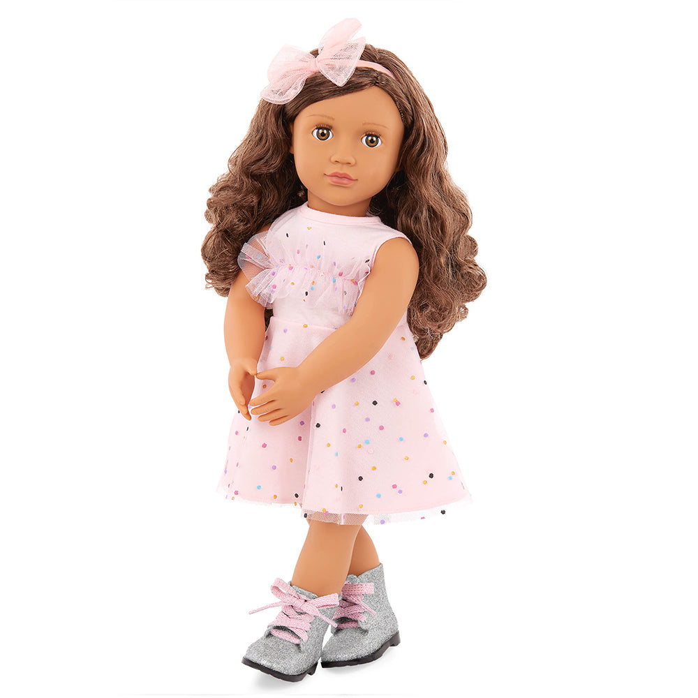 Our Generation Doll Outfit -Pink & Colorful Dress For 18" Doll