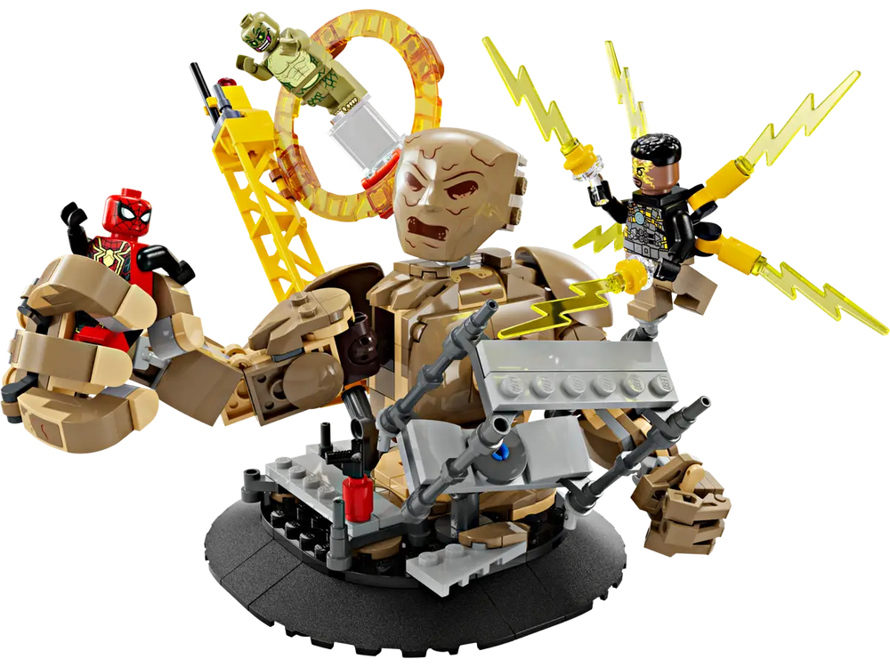 Lego mini-figure Spider-Man challenges Sandman to a Final Battle