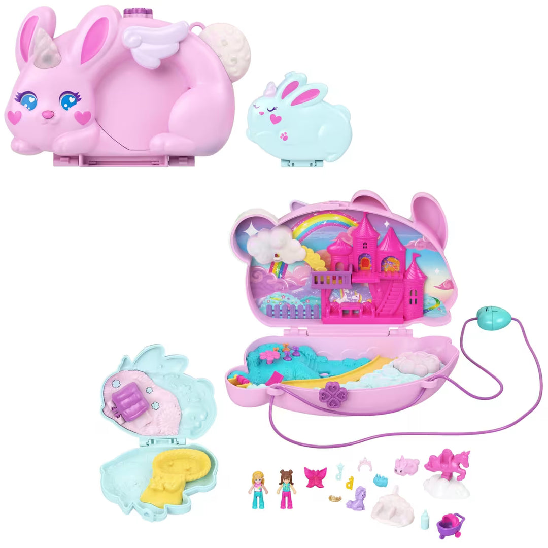 Polly Pocket Bunny Fun Mom & Baby 2-in-1 Purse Playset