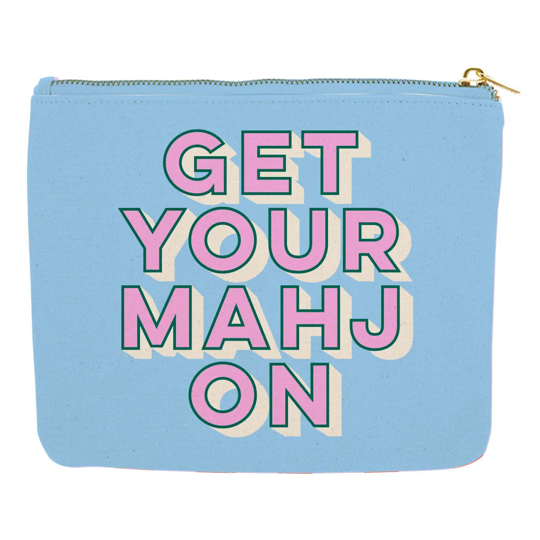 Get Your Mahj On Zippered Canvas Card Pouch