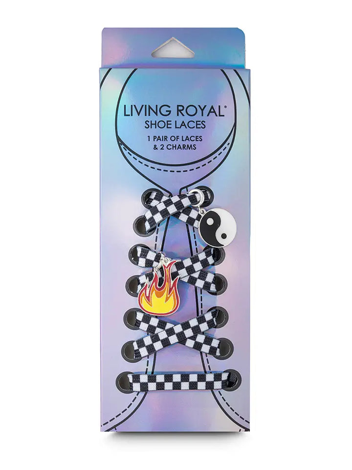 Checker Shoe Laces & Charm Set