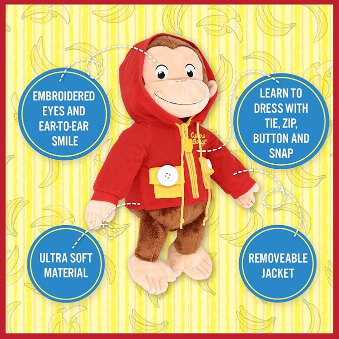 Curious George Learn To Dress Plush 16"