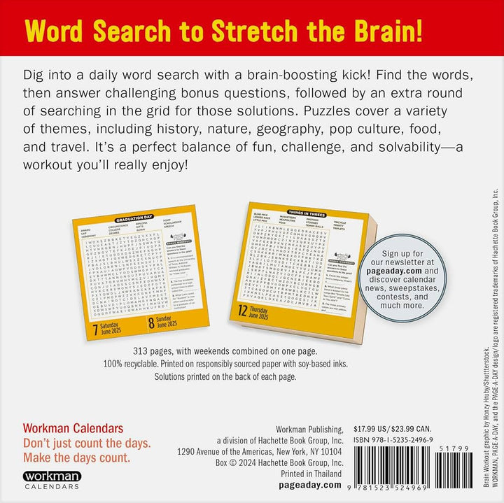 Brain Workout Word Search 2025 Page-A-Day Calendar-FINAL SALE