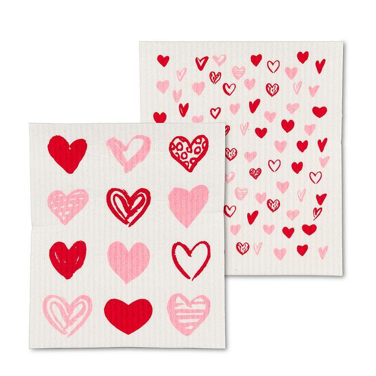 Hearts Swedish Dishcloth 2pk