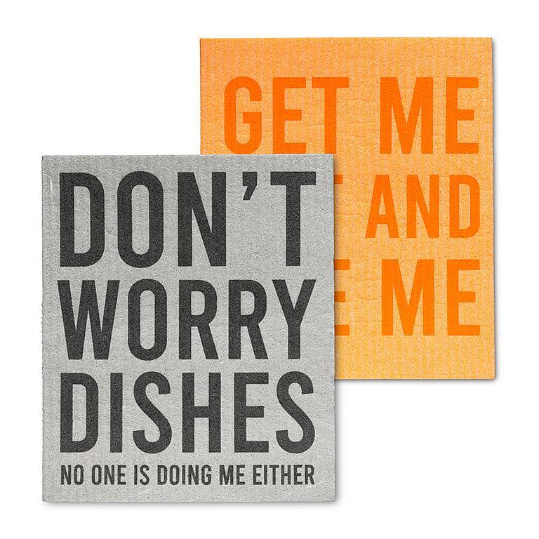 Funny Text Swedish Dishcloth 2pk Orange/Grey