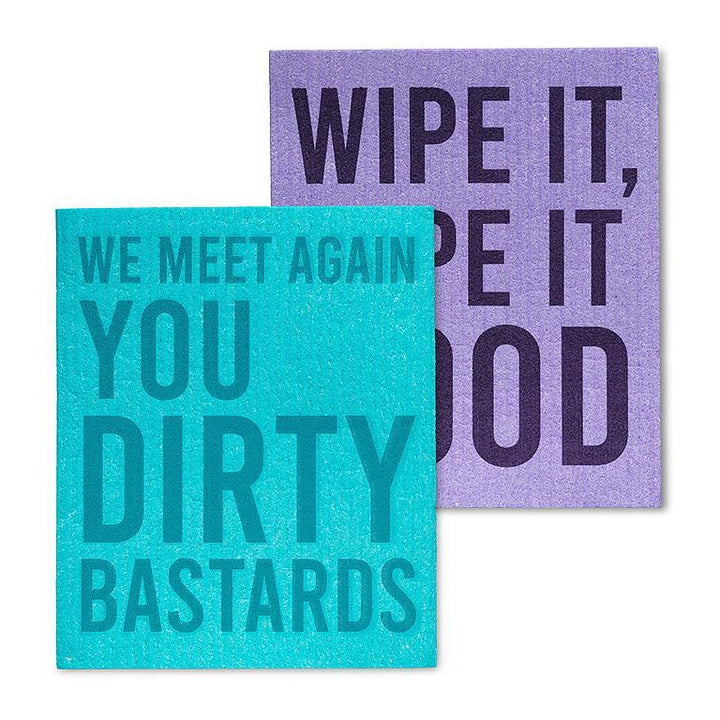 Funny Text Swedish Dishcloth 2pk Purple/Turquoise