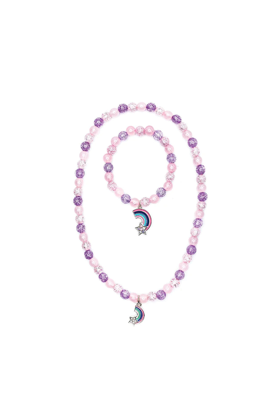 Purple/Pink Rainbow Necklace & Bracelet Set