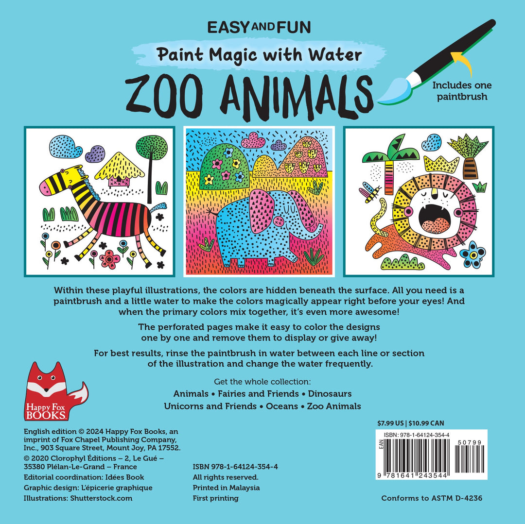 Easy and Fun Paint Magic with Water: Zoo Animals