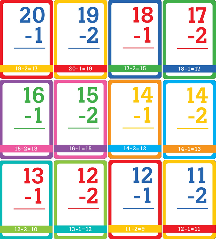 Subtraction Flash Cards