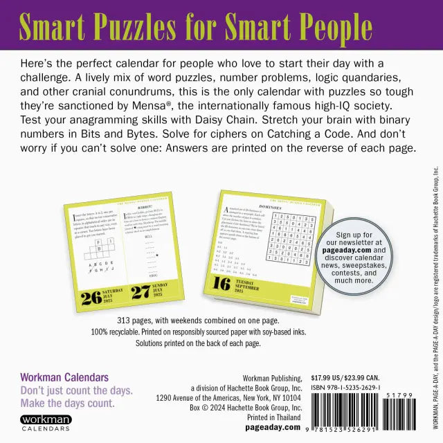 Mensa® 365 Brain Puzzlers Page-A-Day Calendar 2025-FINAL SALE