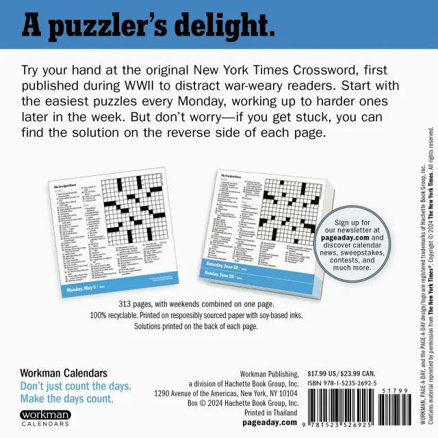 The New York Times Crossword Page-A-Day® Calendar 2025-FINAL SALE