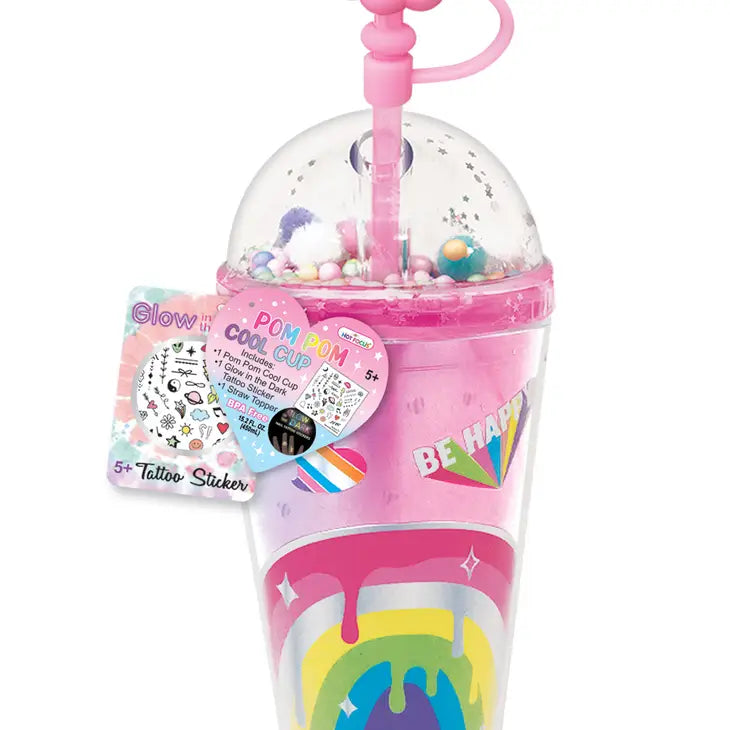 Hot Focus Cup Of Fun Rainbow Pom Pom