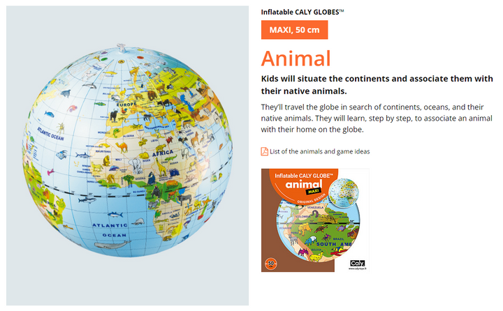 Inflatable Globe: Animal Maxi Globe 20"
