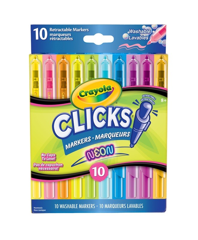 Crayola Super Clicks Retractable Markers Neon 10 Pack