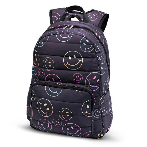 Top Trenz Black Happy Puffer Backpack