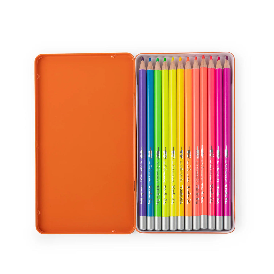 Schmouks - 12 Neon Colouring Pencils by Moulin Roty