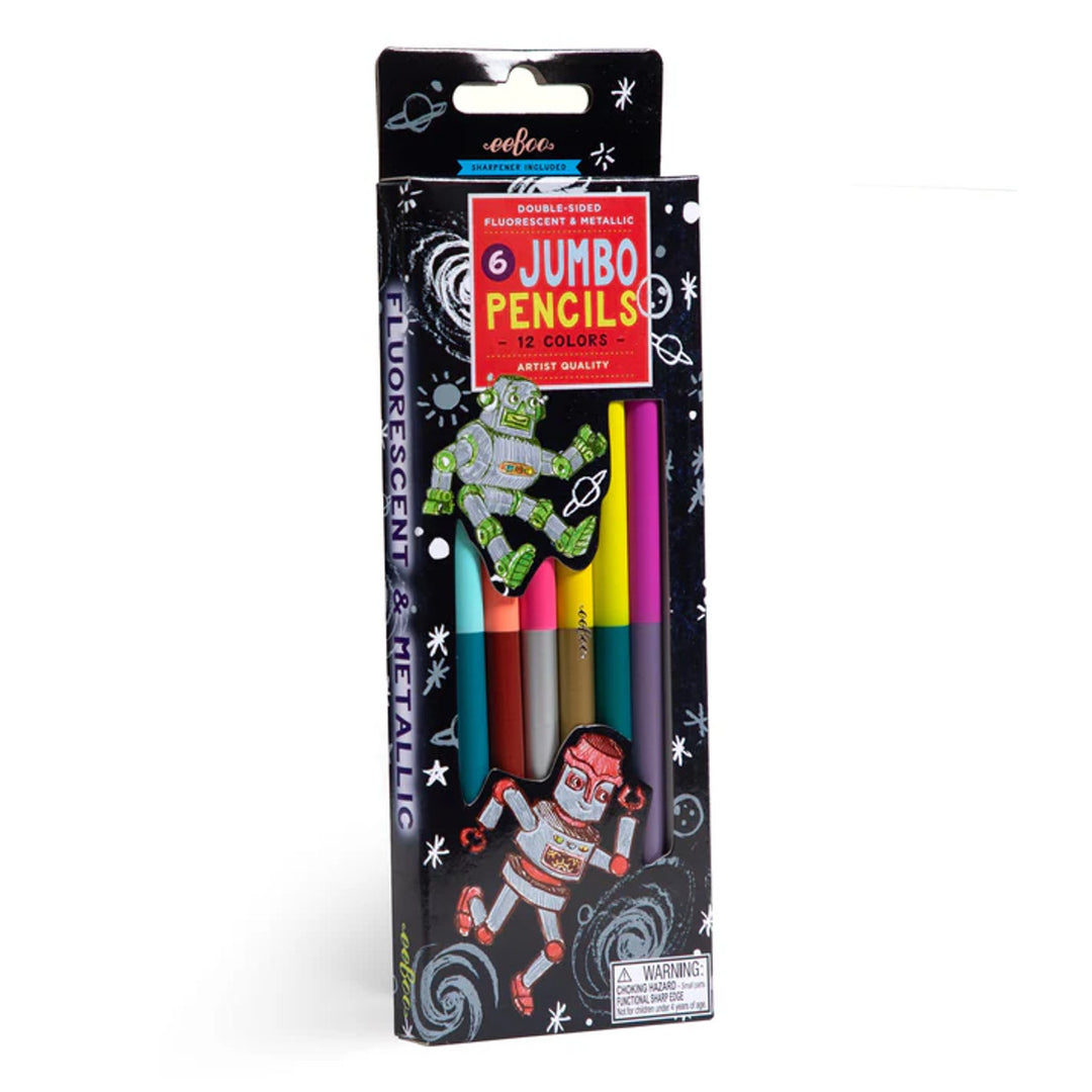 Silver Robot 6 Jumbo Double-Sided Colored Pencils