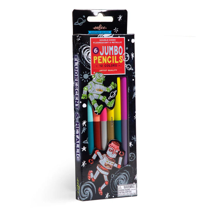 Silver Robot 6 Jumbo Double-Sided Colored Pencils