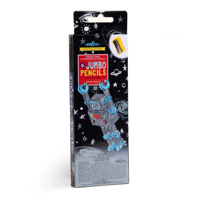 Silver Robot 6 Jumbo Double-Sided Colored Pencils