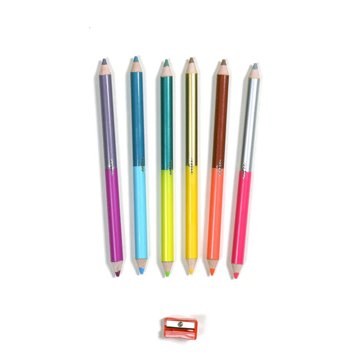 Silver Robot 6 Jumbo Double-Sided Colored Pencils