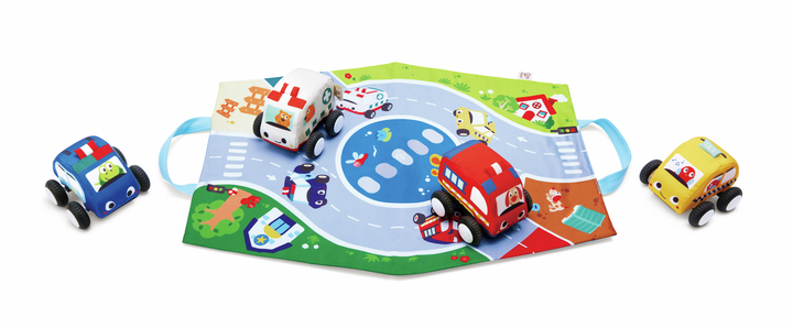 Hape Pull-Back Plush Car Set