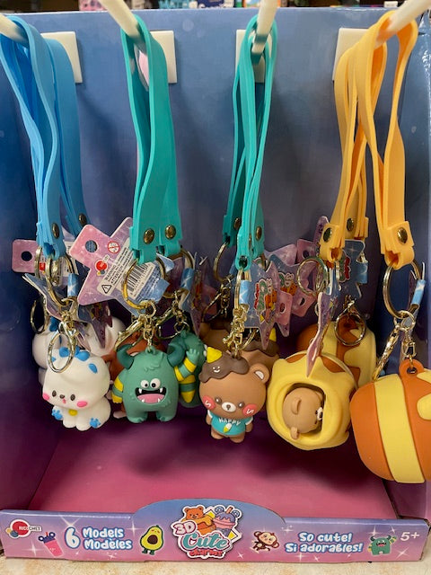 3D Cute Animal Keychains with Strap