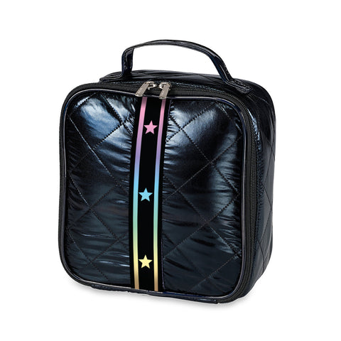 Top Trenz Black with Gradient Stripe Puffer Insulated Lunch Box
