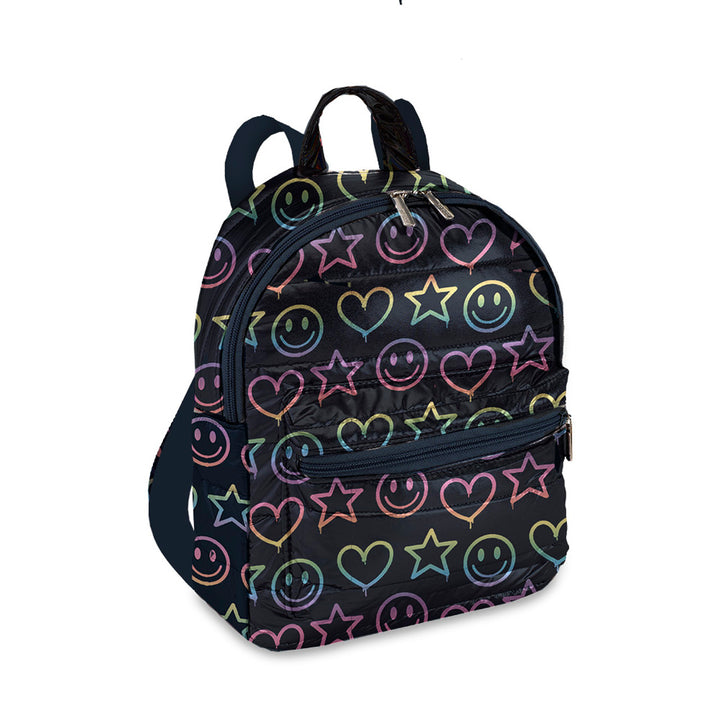 Top Trenz Navy Drip Heart Puffer Mini Backpack