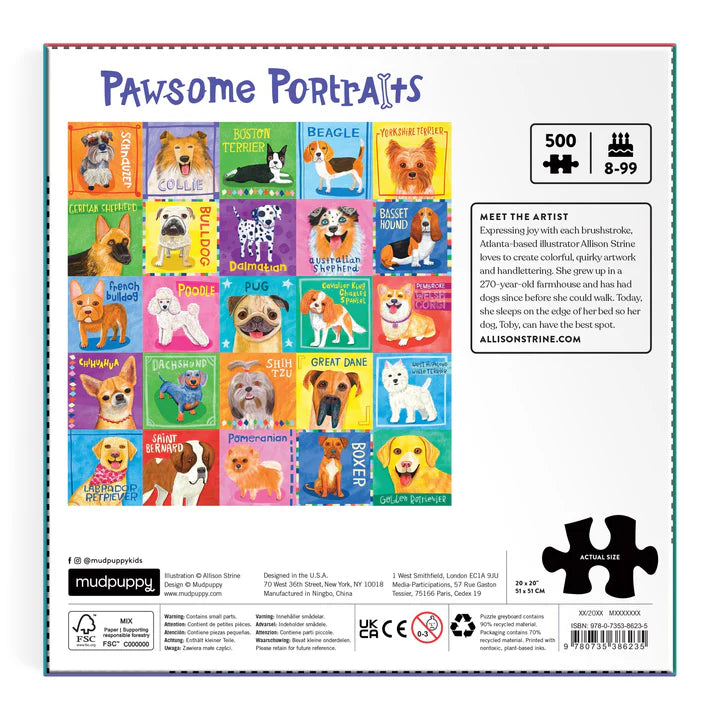 Pawsome Portraits 500pc Family Jigsaw Puzzle