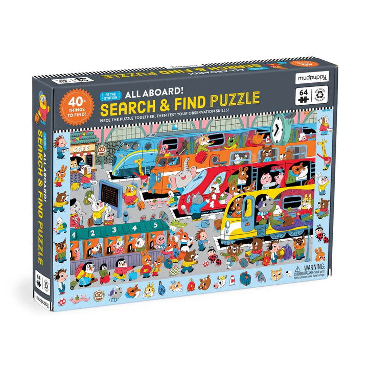 All Aboard! Train Station Search & Find Puzzle 64pc