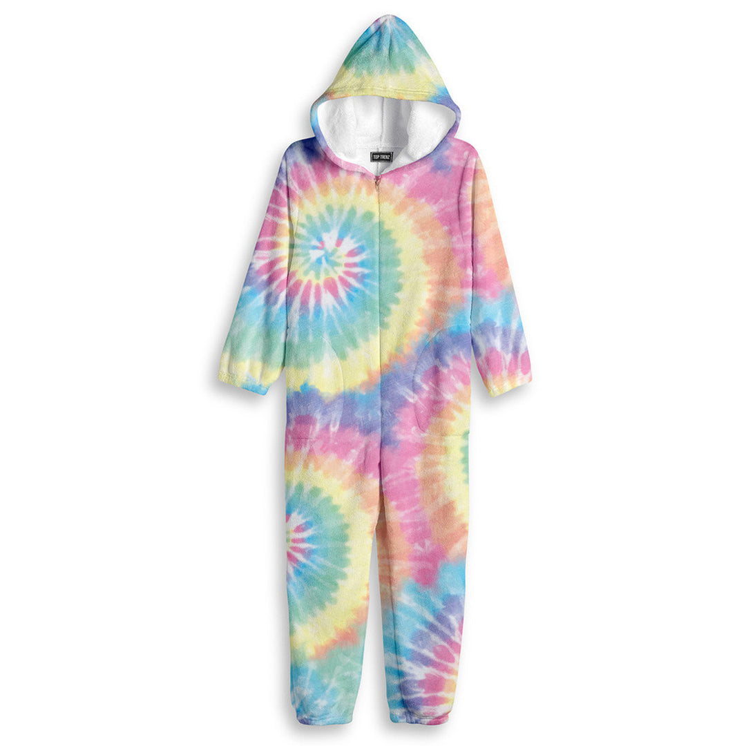 Top Trenz Pastel Delight Tie Dye Fuzzy One Piece