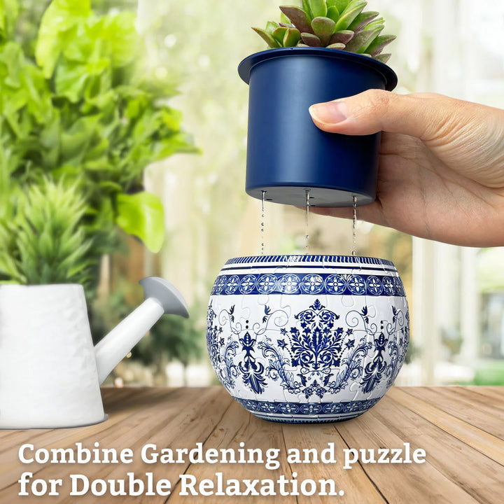 Puzzle Planter: Oriental Floral Design