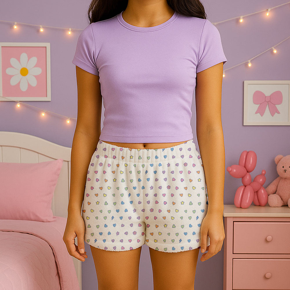 Top Trenz Rainbow Remix Fuzzy Shorts