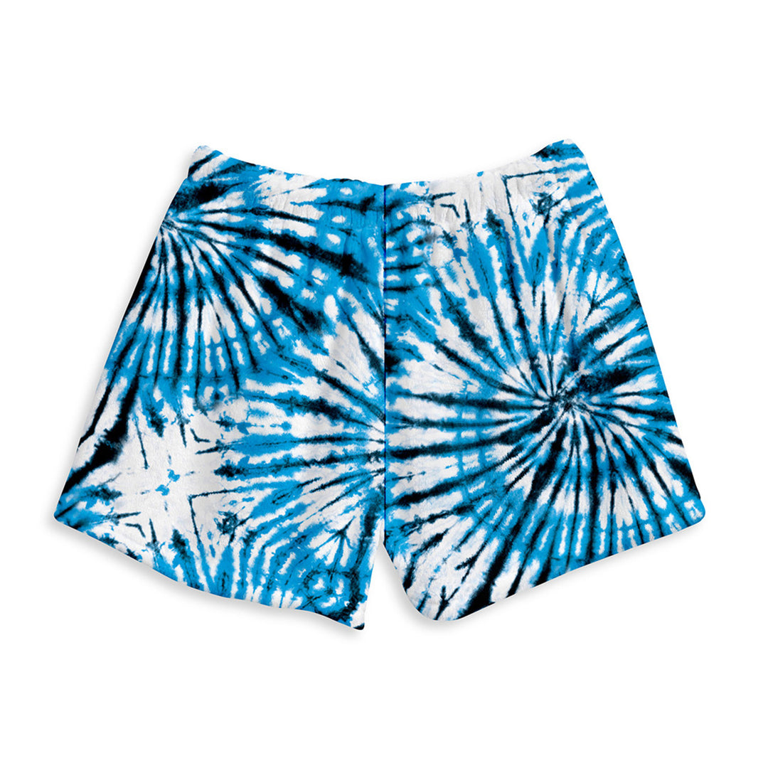 Top Trenz Blue Shark Tie Dye Fuzzy Shorts