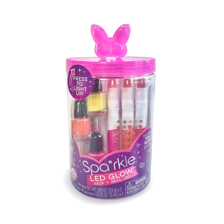 Sparkle LED Glow Hair & Nail Jar- Pink Butterfly