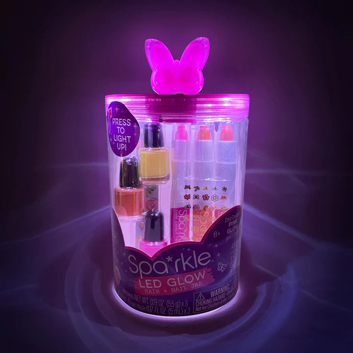 Sparkle LED Glow Hair & Nail Jar- Pink Butterfly