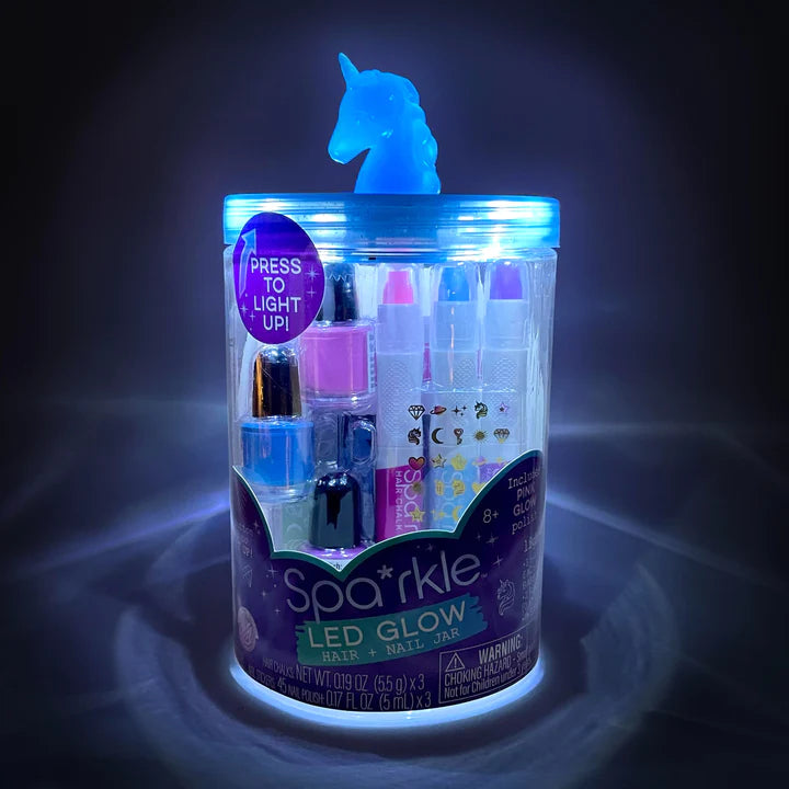 Sparkle LED Glow Hair & Nail Jar- Blue Unicorn