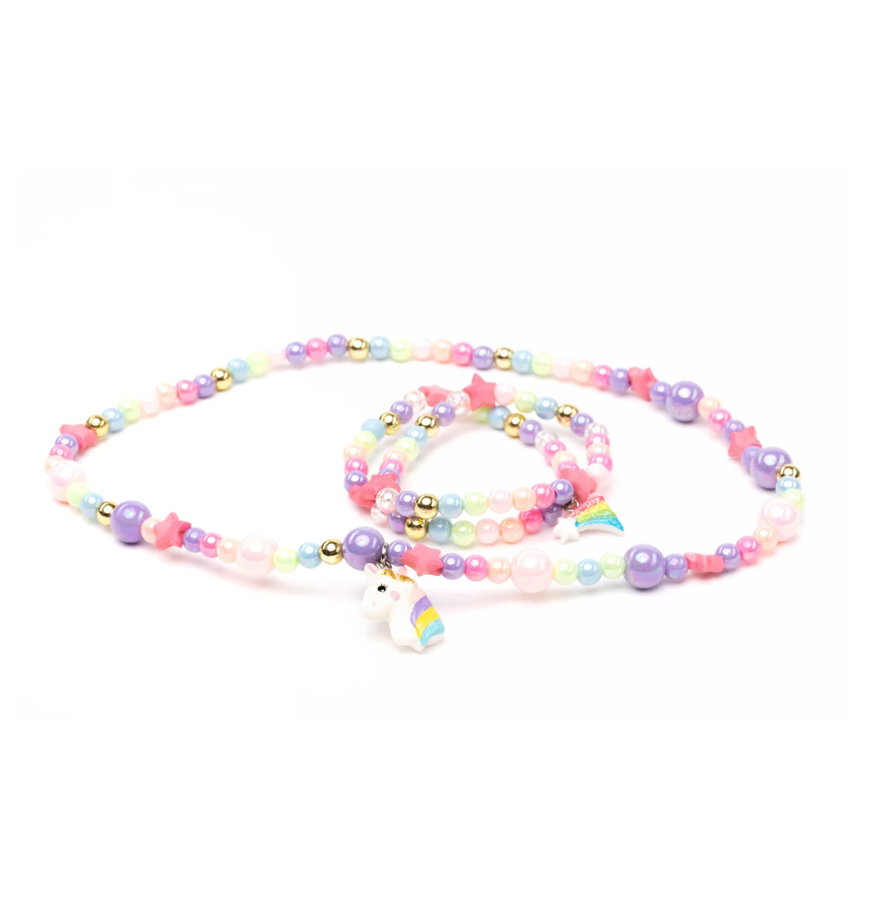 Cheerful Starry Unicorn Necklace Bracelet Set