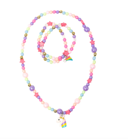 Cheerful Starry Unicorn Necklace Bracelet Set