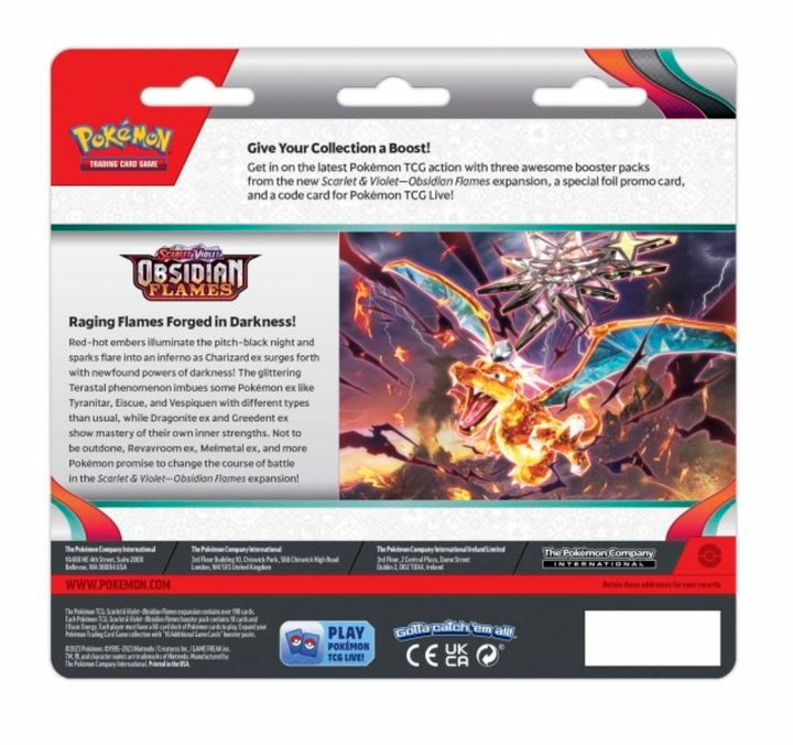 Pokemon SV3 Obsidian Flames 3 Booster Packs & Greavard Promo Card