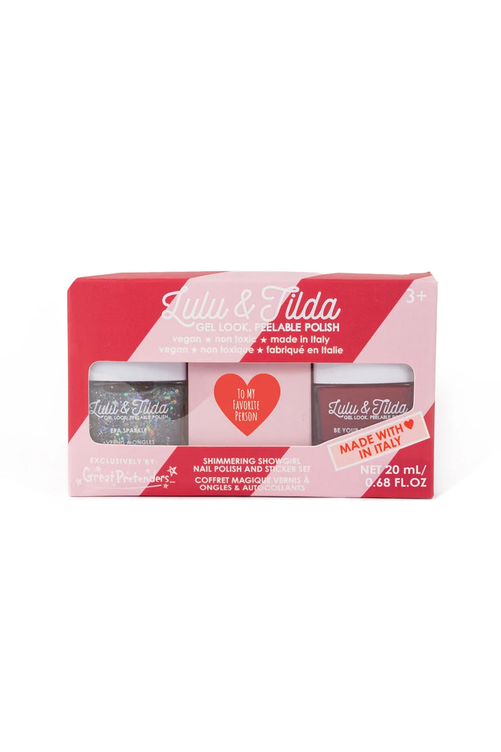 Shimmering Showgirl Nail Polish Set With Nail Stickers
