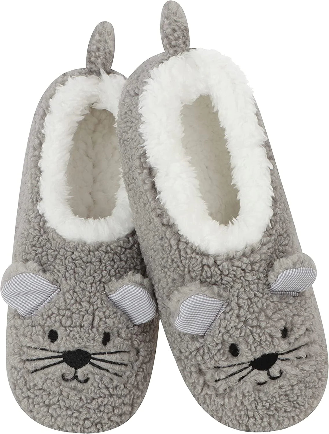 Kids Snoozies Furry Slippers - Grey Mouse Barnyard