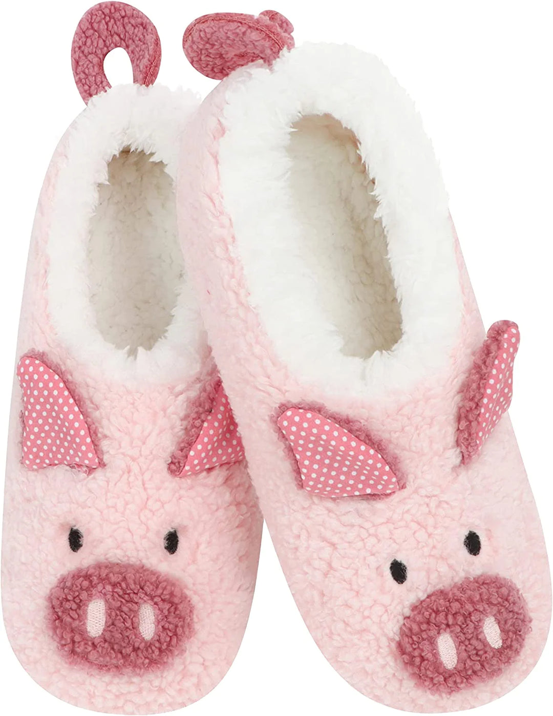 Kids Snoozies Furry Slippers -Pink Piggie Barnyard