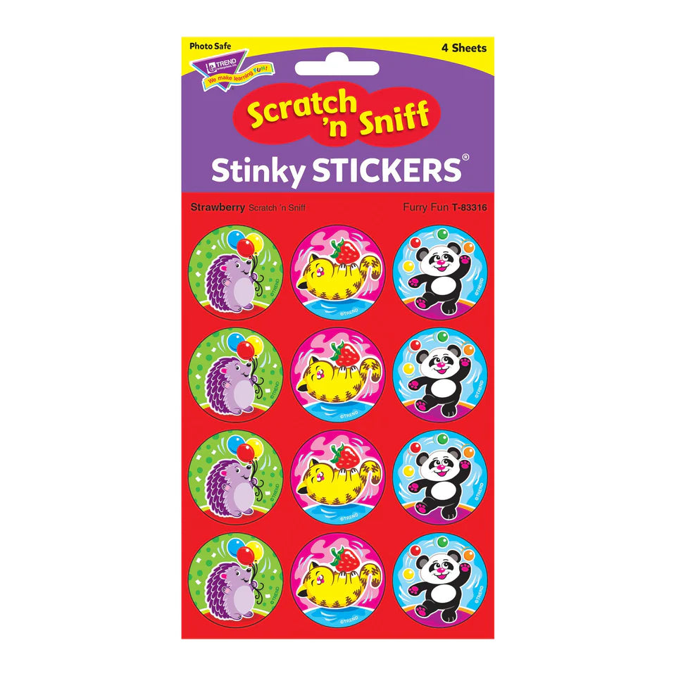 Furry Fun Strawberry Scent Scratch 'N Sniff Stickers