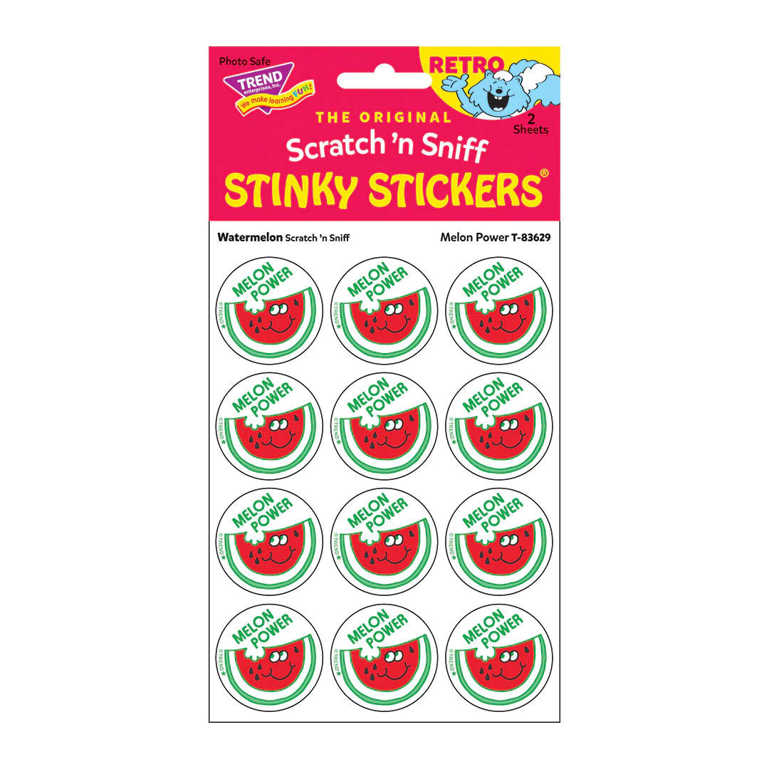 Melon Power Watermelon Scent Retro Scratch 'n Sniff Stinky Stickers