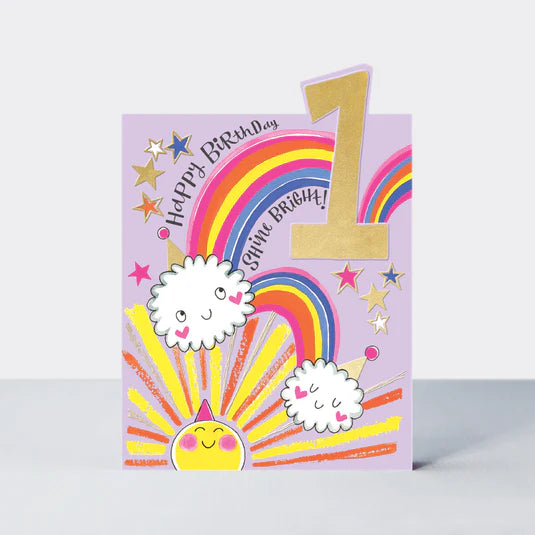 Age 1 Rainbows Birthday Card