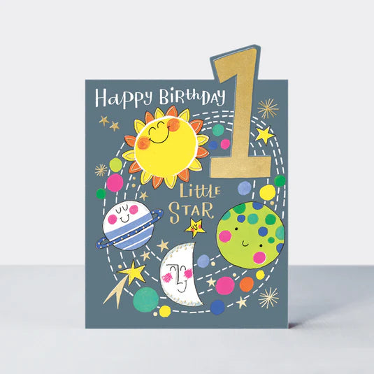 Age 1 Planets Birthday Card