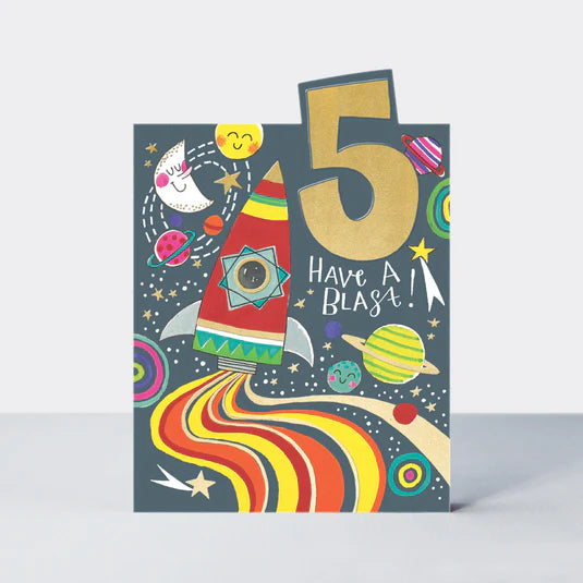 Age 5 Rocket Birthday Card